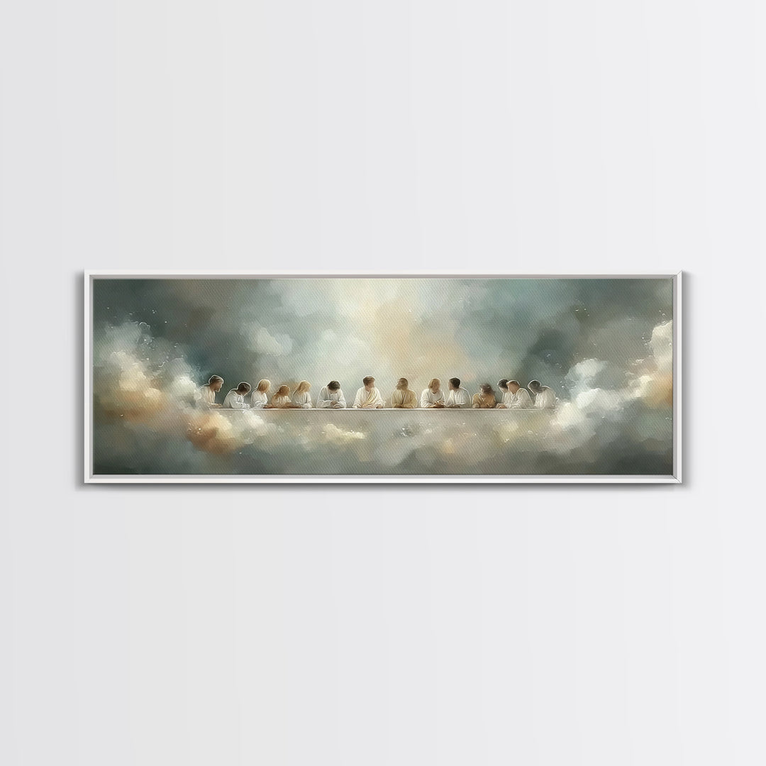 Radiant Fellowship, Framed Canvas Print, Christian Wall Art, Panoramic Wall Art, Christian Art Canvas, Jesus Painting, Christmas Art