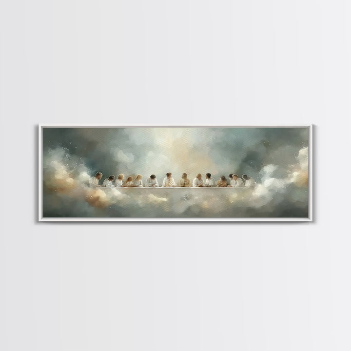 Radiant Fellowship, Framed Canvas Print, Christian Wall Art, Panoramic Wall Art, Christian Art Canvas, Jesus Painting, Christmas Art