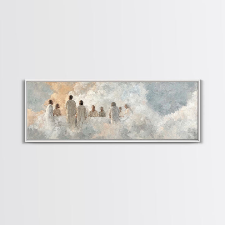 Supper Of Light – Framed Canvas Print – Christian Art – Panoramic Art – Christian Wall Art – Jesus Christmas Art – Christian Decoration