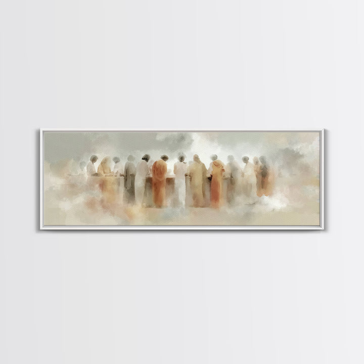 Cloudborne Gathering | Framed Canvas Print | Christian Art | Jesus Wall Art | Panoramic Painting | Christian Christmas Decor | Christian Ar