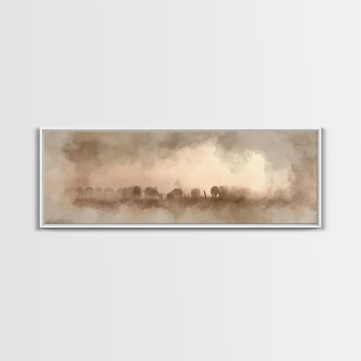 Fields Of Mercy – Framed Canvas Print – Christian Art Print – Panoramic Painting – Jesus Wall Art – Christian Decor – Christmas Art