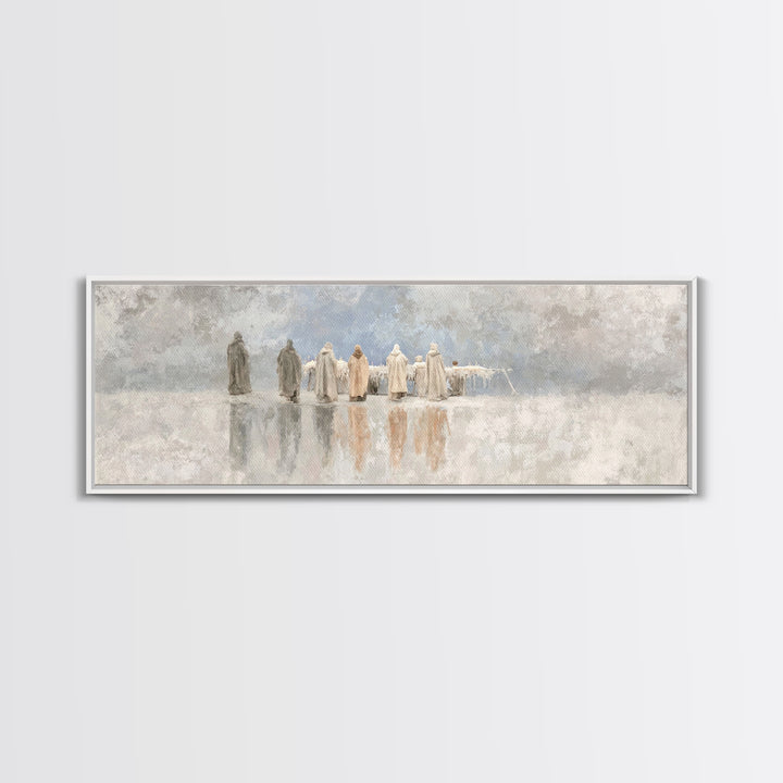 Welcoming Light | Framed Canvas Print | Christian Art Canvas | Panoramic Art | Framed Christmas Art | Christian Wall Art | Christmas Art