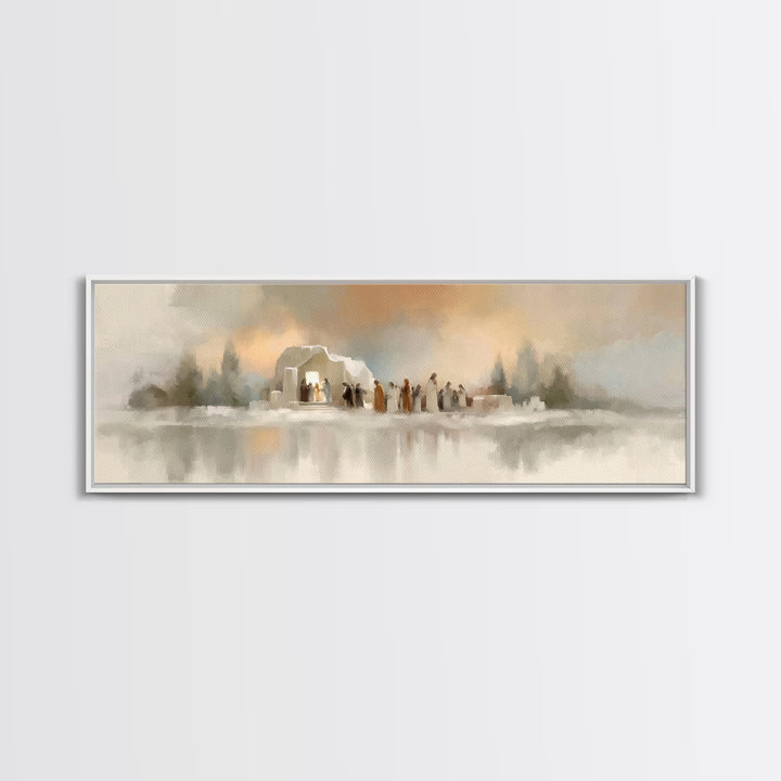 Glory In The Stable – Framed Canvas Print – Panoramic Wall Art – Christian Art Canvas – Christmas Art – Christian Christmas Decorations – C
