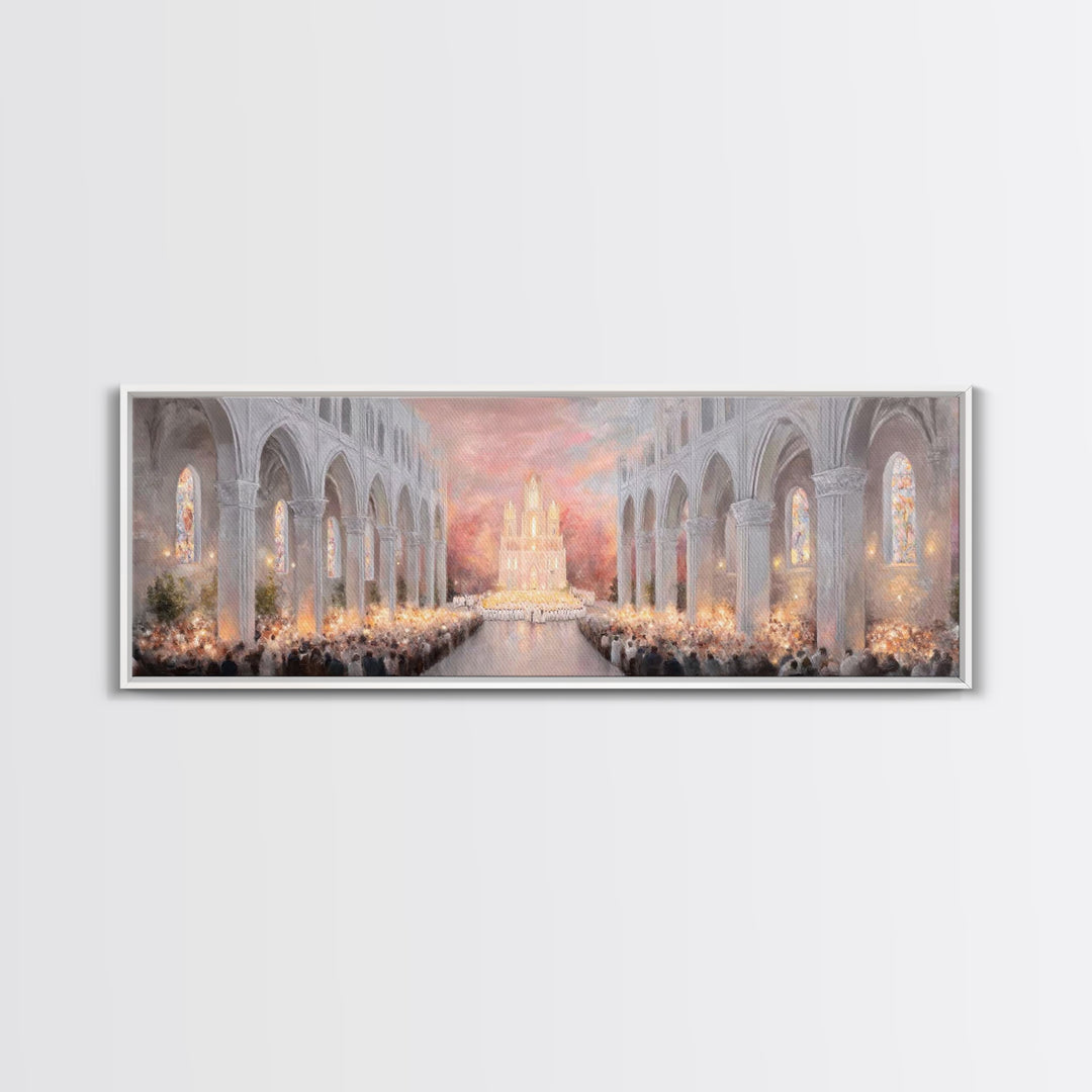 Dawn Of Worship | Framed Canvas Print | Christian Art Canvas | Panoramic Wall Art | Christmas Art Prints | Christian Christmas Art | Modern
