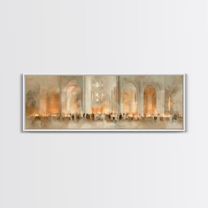 Procession Of Light, Framed Canvas Print, Christian Christmas Art, Panoramic Art, Christian Wall Art, Christmas Canvas Wall Art, Christian