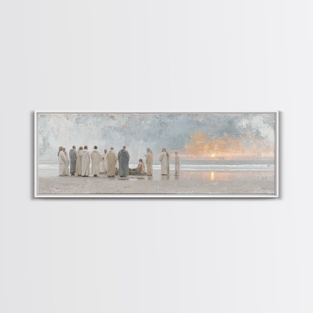 Ocean Circle Witness, Framed Canvas Print, Christian Art Prints, Christian Wall Art, Large Christian Painting, Panoramic Print, Christian C