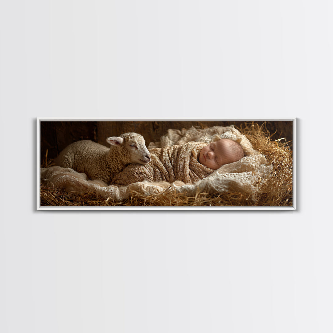 Soft Bethlehem Calm | Framed Canvas Print | Panoramic Painting | Christian Christmas Art | Christian Art Canvas | Christian Wall Art | Jesu