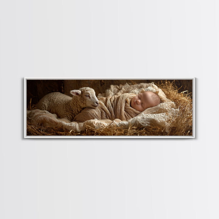 Soft Bethlehem Calm | Framed Canvas Print | Panoramic Painting | Christian Christmas Art | Christian Art Canvas | Christian Wall Art | Jesu
