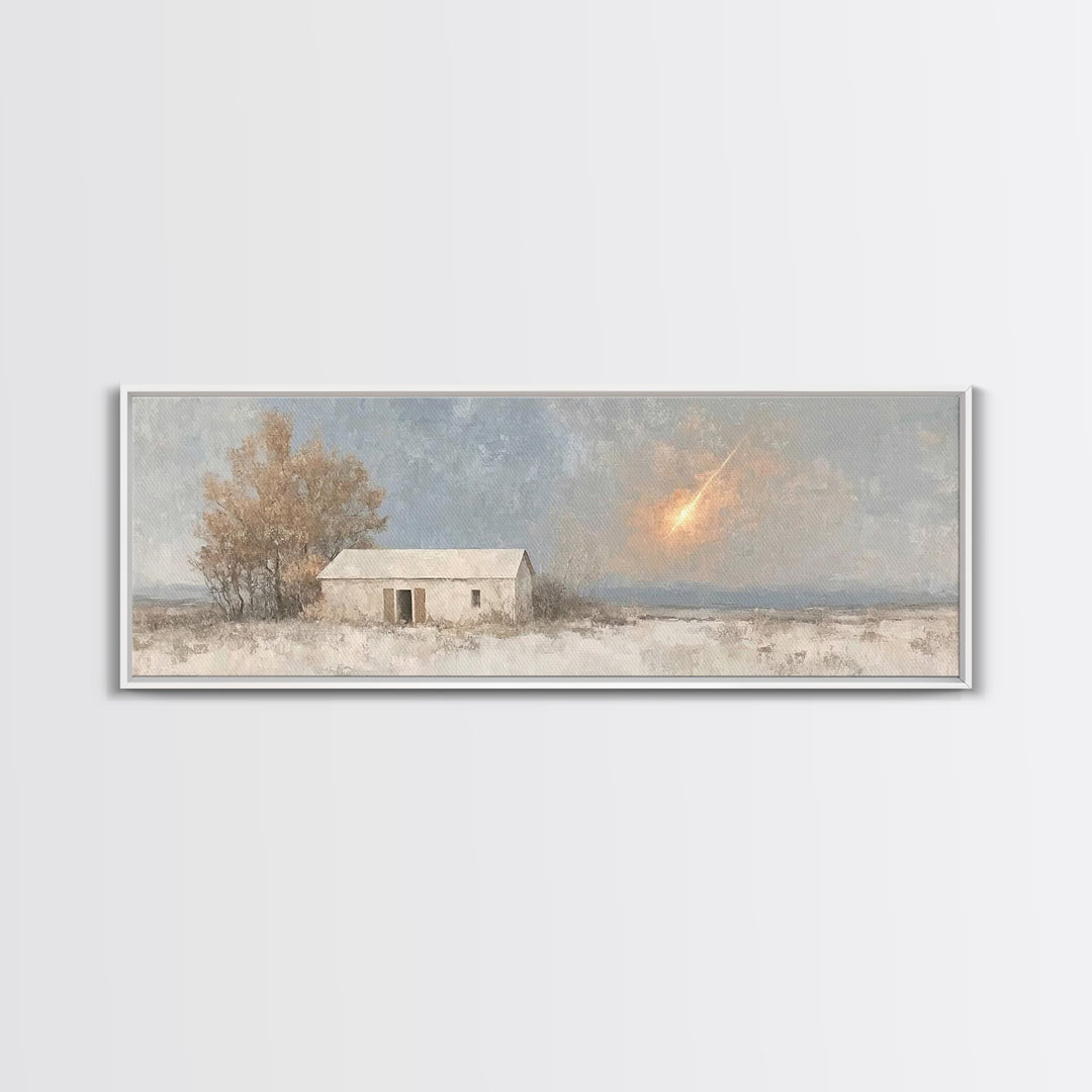 Silent Stable Light – Framed Canvas Print – Christian Art Canvas – Panoramic Wall Art – Christmas Art – Christian Wall Art – Jesus Painting