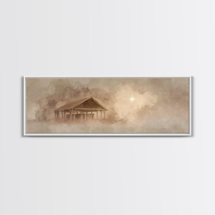Morning Star Journey – Framed Canvas Print – Christian Art – Panoramic Art – Christmas Wall Art – Christian Art Canvas – Jesus Painting