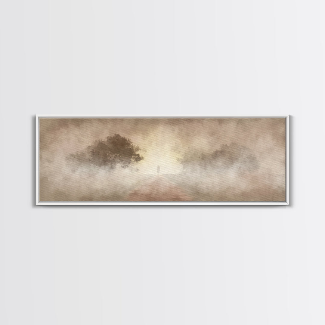 Solitary Road Grace | Framed Canvas Print | Christian Wall Art | Panoramic Frame | Christian Art | Christmas Art | Jesus Painting