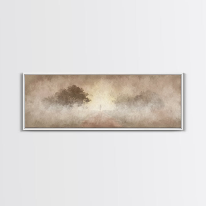 Solitary Road Grace | Framed Canvas Print | Christian Wall Art | Panoramic Frame | Christian Art | Christmas Art | Jesus Painting