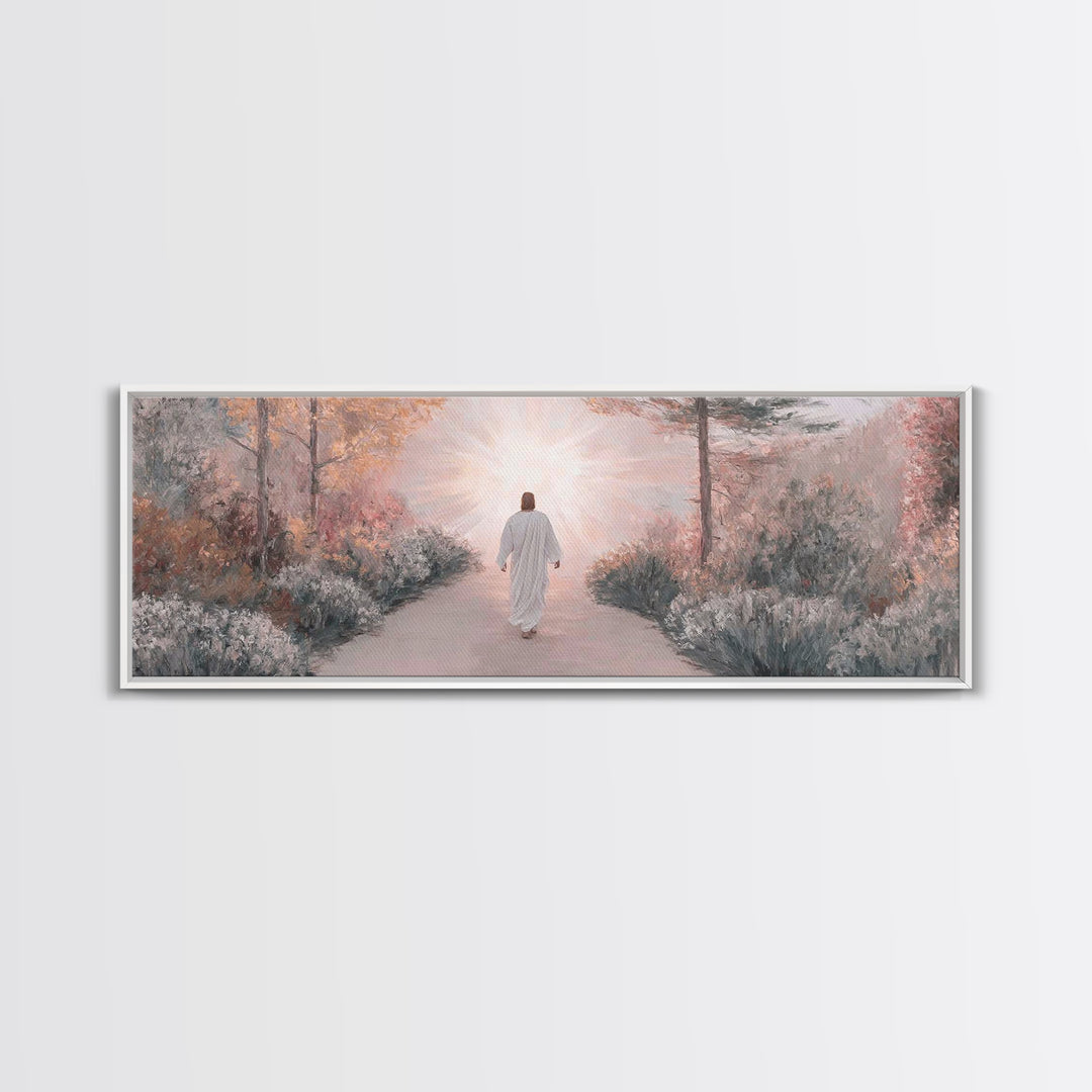 Garden Of His Peace | Framed Canvas Print | Panoramic Wall Art | Christian Art | Jesus Painting | Christian Art Canvas | Subtle Christian A