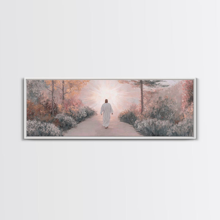 Garden Of His Peace | Framed Canvas Print | Panoramic Wall Art | Christian Art | Jesus Painting | Christian Art Canvas | Subtle Christian A