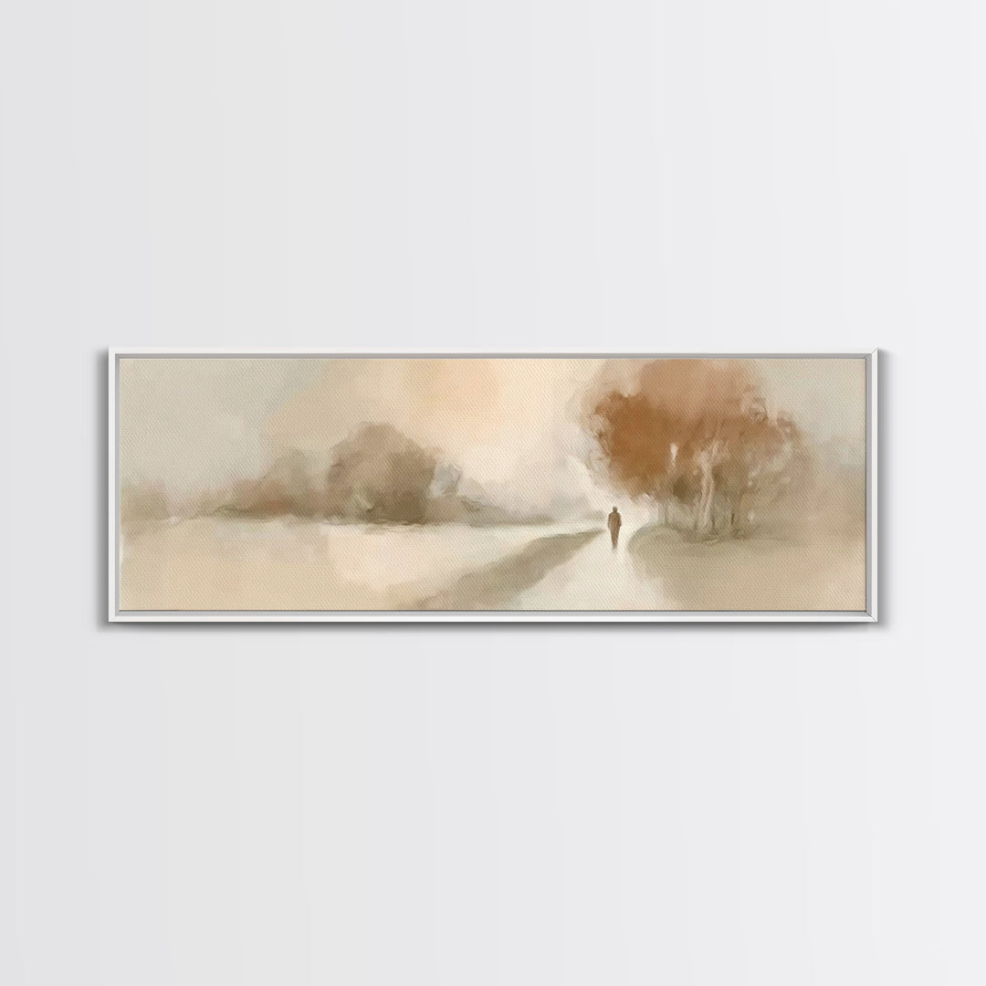 Walk Of Still Grace, Framed Canvas Print, Panoramic Painting, Christian Art Canvas, Jesus Painting, Christian Wall Art, Minimalist Christia