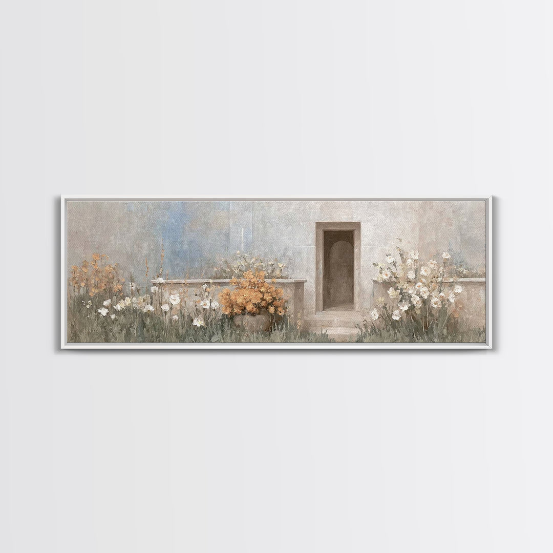 Radiant Stone Refuge – Framed Canvas Print – Christian Christmas Art – Panoramic Art – Christian Art Canvas – Jesus Painting – Christian Wa