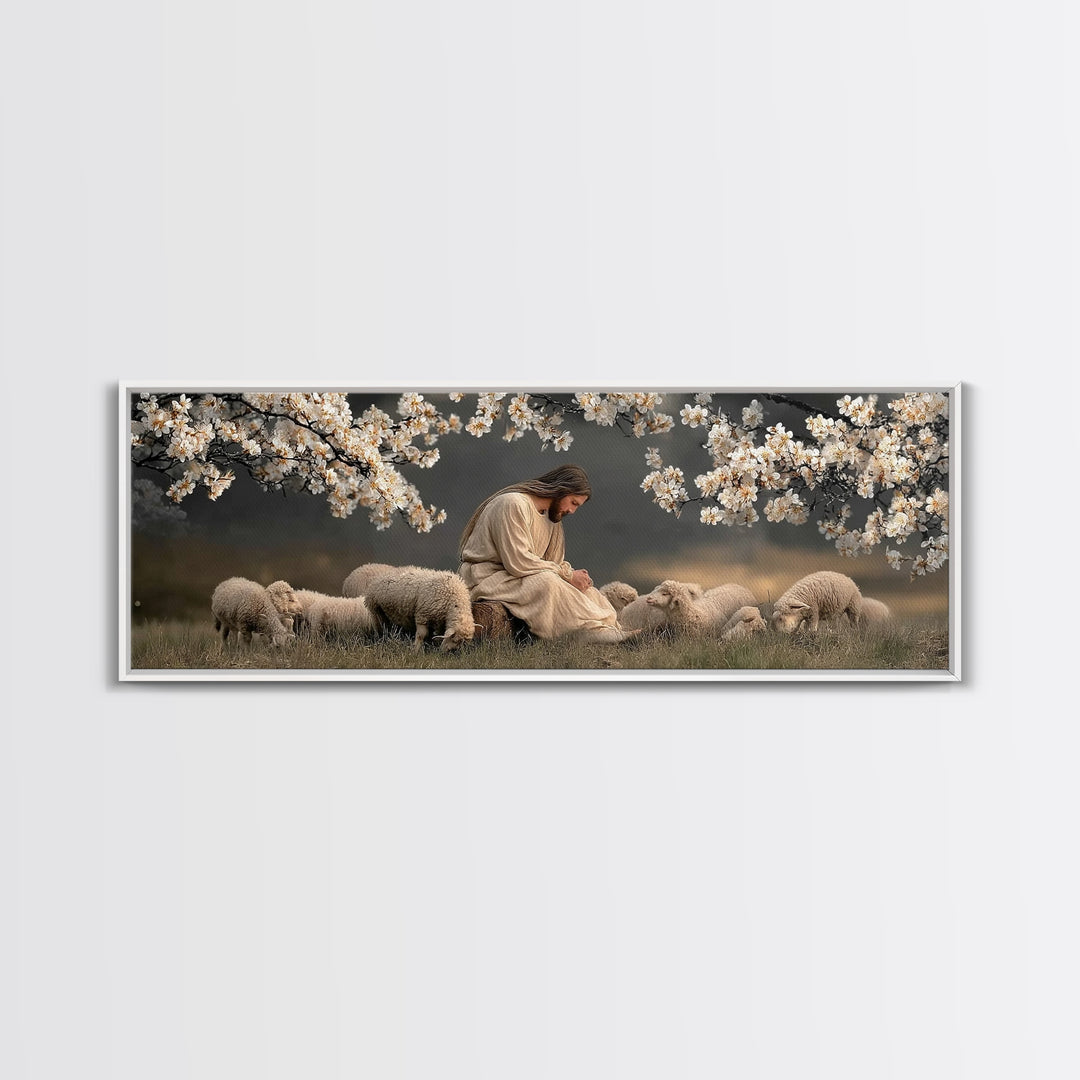 Stillness Of Grace | Framed Canvas Print | Panoramic Frame | Christian Wall Art | Christian Art Canvas | Christian Christmas Art | Jesus Pa