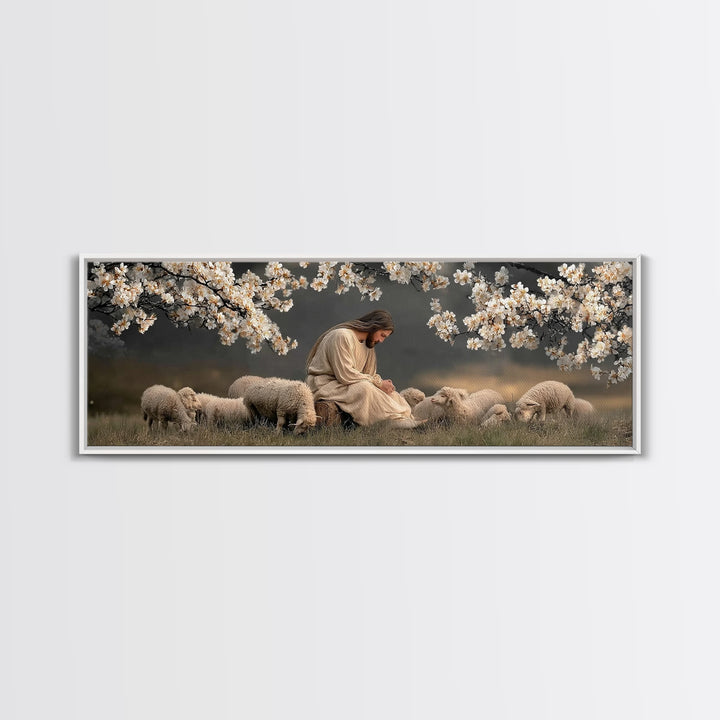 Stillness Of Grace | Framed Canvas Print | Panoramic Frame | Christian Wall Art | Christian Art Canvas | Christian Christmas Art | Jesus Pa