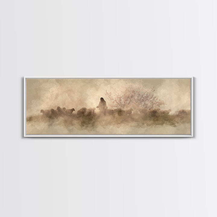 Mist Of Mercy | Framed Canvas Print | Panoramic Painting | Christian Wall Art | Christian Art Canvas | Christian Christmas Art | Jesus Pain
