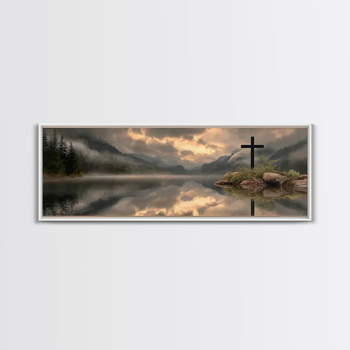 Dawn Of Mercy, Framed Canvas Print, Christian Wall Art, Panoramic Print, Christian Art Canvas, Jesus Painting, Christian Christmas Art
