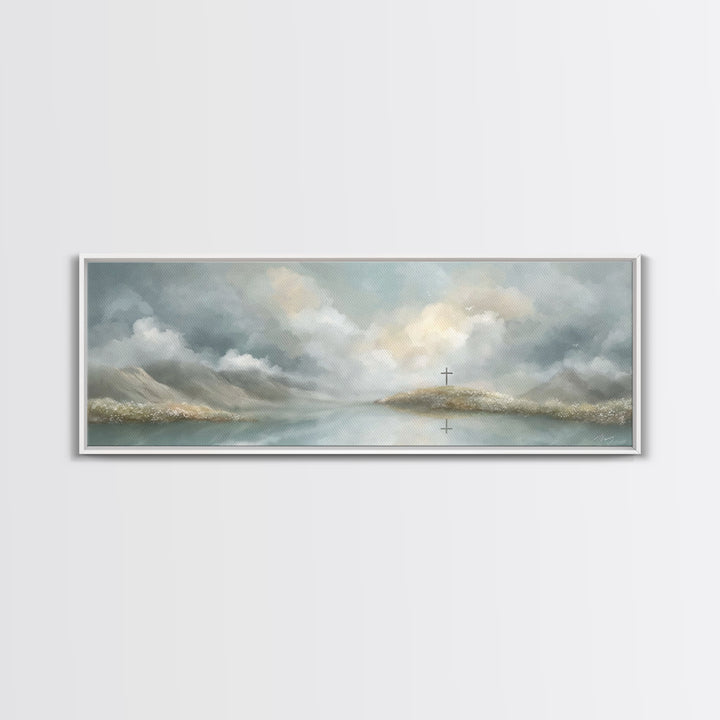Light Of Redemption, Framed Canvas Print, Christian Painting, Panoramic Wall Art, Christian Art Canvas, Jesus Painting, Christian Decor