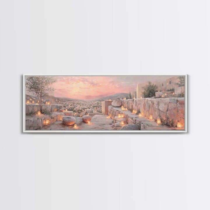Lantern Path Blessing – Framed Canvas Print – Christian Art Print – Panoramic Wall Art – Christmas Art – Christian Wall Art – Christian Gif