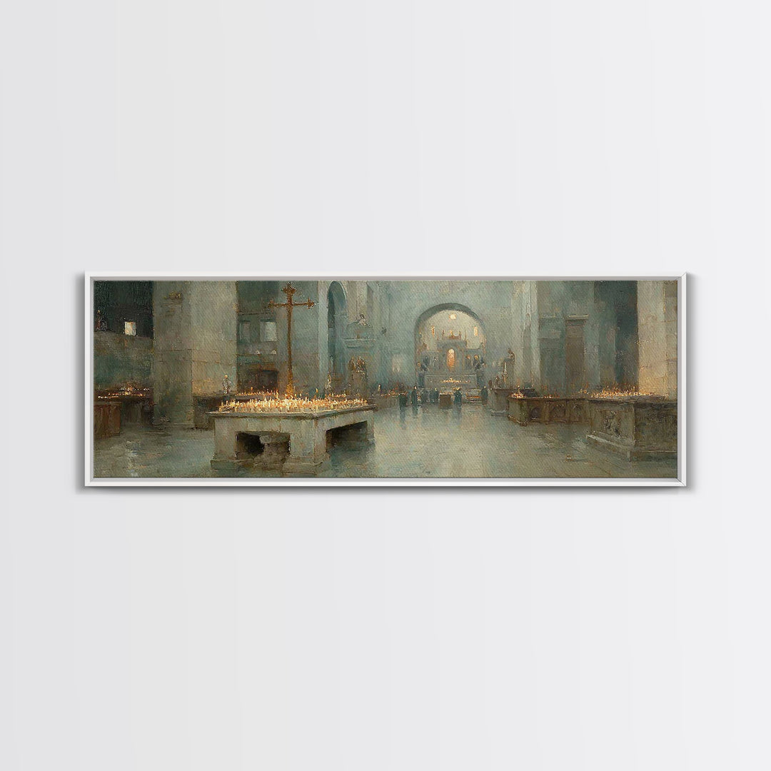 Silent Chapel Peace – Framed Canvas Print – Christian Art Canvas – Panoramic Wall Art – Christmas Art – Christian Wall Art – Christian Gift