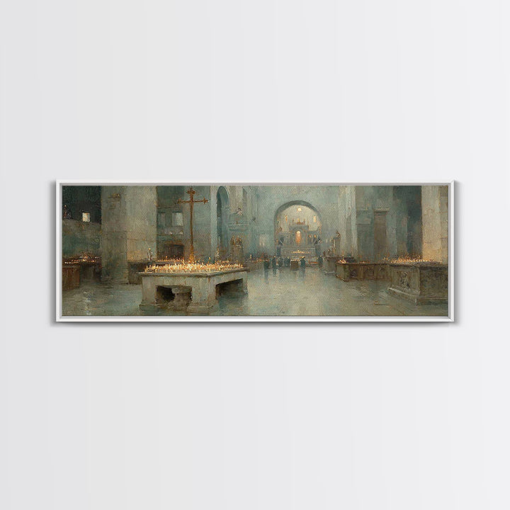 Silent Chapel Peace – Framed Canvas Print – Christian Art Canvas – Panoramic Wall Art – Christmas Art – Christian Wall Art – Christian Gift