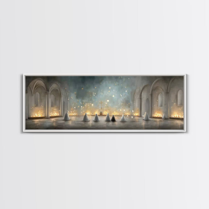 Riverside Shepherd Calm | Framed Canvas Print | Jesus Painting | Christian Wall Art | Panoramic Art | Christian Art Canvas | Christian Gift