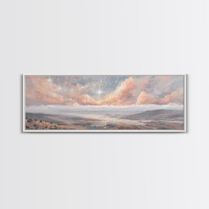 The Guiding Star – Framed Canvas Print – Christian Wall Art – Panoramic Art – Christian Art Canvas – Christmas Art – Christian Decor