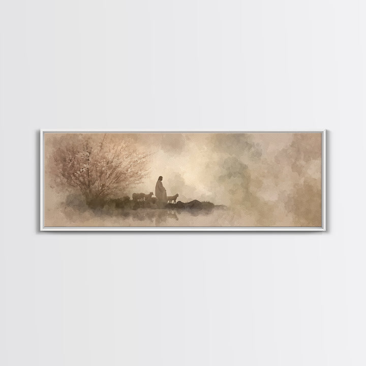 Heaven’s Gentle Gathering | Framed Canvas Print | Panoramic Art | Christian Art Canvas | Jesus Painting | Christian Wall Art | Christian De