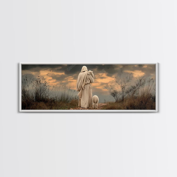 Shepherds Of Dawn – Framed Canvas Print – Christian Wall Art – Jesus Painting – Panoramic Art – Christian Art Canvas – Christian Christmas