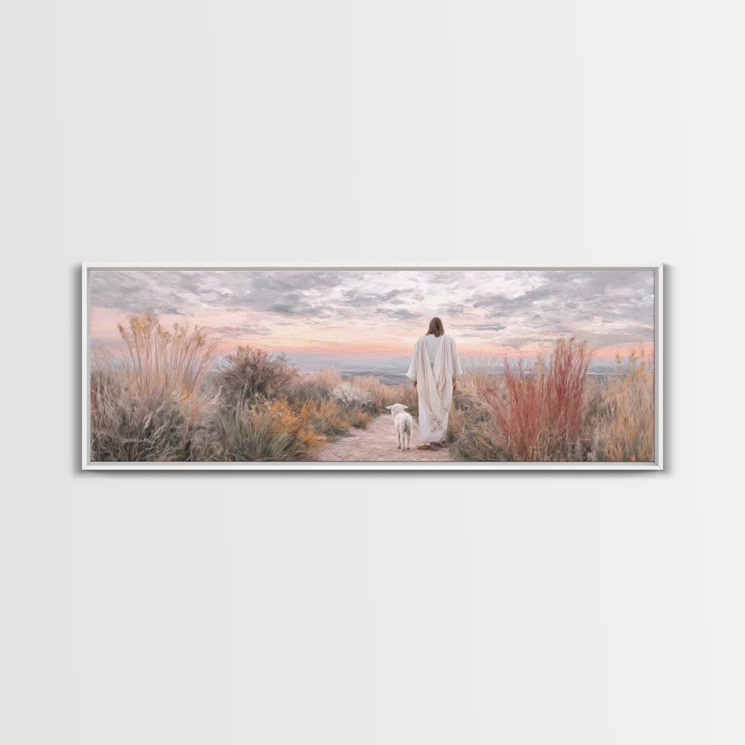 Path Of Peace - Framed Canvas Print - Christian Wall Art - Jesus Art Print - Panoramic Wall Art - Large Christian Painting - Christian Gift