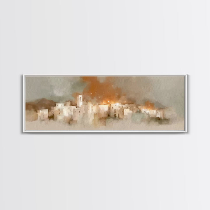 Bethlehem Glow | Framed Canvas Print | Christian Wall Art | Panoramic Art | Christian Art Print | Christmas Art | Unique Christian Art