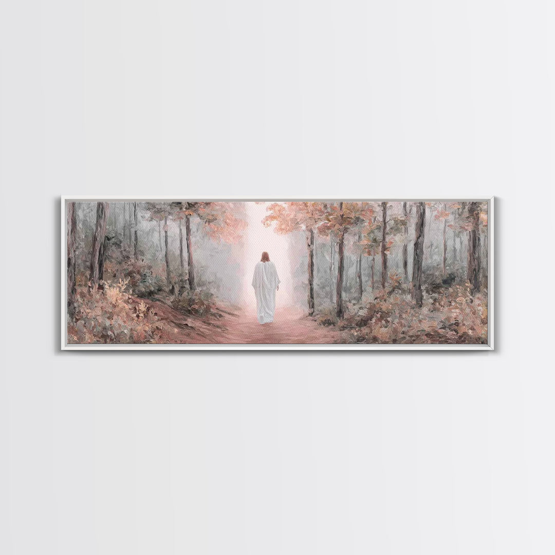 Walk In His Light – Framed Canvas Print – Christian Art Canvas – Panoramic Frame – Christian Wall Art – Christian Art Print – Moody Christi