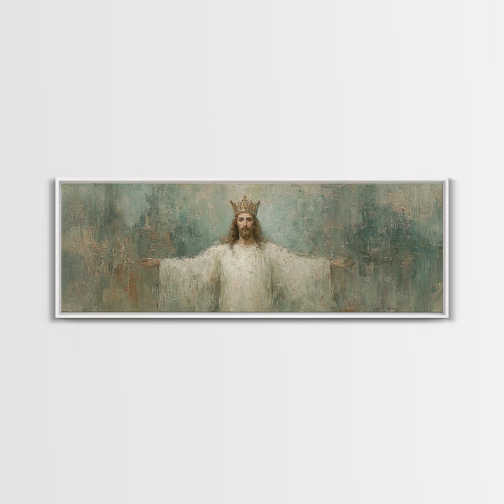 Whispered Hope, Framed Canvas Print, Panoramic Wall Art, Christian Art Canvas, Abstract Christian Art, Modern Christian Painting, Christian