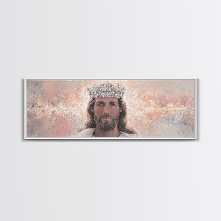 King Of Heaven | Framed Canvas Print | Panoramic Art | Jesus Canvas Art | Christian Wall Art | Modern Christian Art | Christian Art Prints