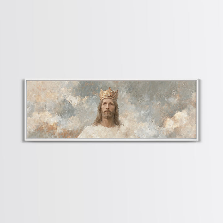 Radiant Crown Light, Framed Canvas Print, Panoramic Painting, Christian Wall Art, Jesus Painting, Christian Art Canvas, Modern Christian Ar