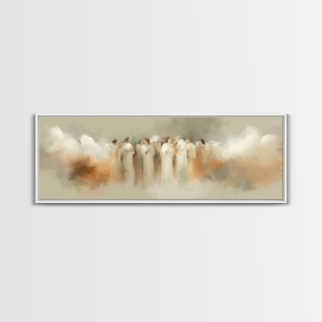 Heavenly Gathering – Framed Canvas Print – Christian Art – Panoramic Wall Art – Christian Art Prints – Christmas Art – Christian Decor For