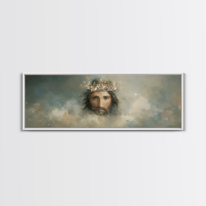 Heavenly Crown – Framed Canvas Print – Christian Wall Art – Jesus Painting – Panoramic Art – Christian Christmas Art – Christian Decor