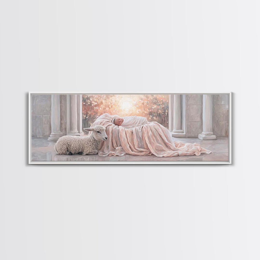 Holy Dawn, Framed Canvas Print, Christian Wall Art, Jesus Christmas Art, Panoramic Print, Christian Art Canvas, Christian Christmas Art