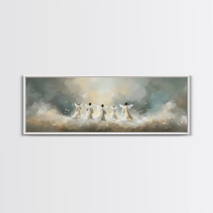 Angelic Hope Rise, Framed Canvas Print, Christian Paintings, Panoramic Frame, Christian Art Canvas, Christmas Art Prints, Christian Decorat
