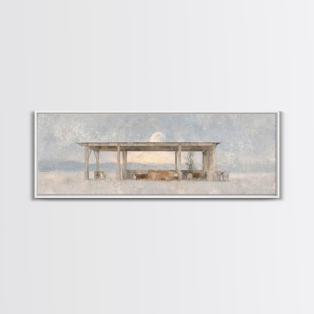Winter Pasture Grace – Framed Canvas Print – Panoramic Art – Christian Wall Art – Christmas Art – Christian Art Canvas – Christmas Decorati