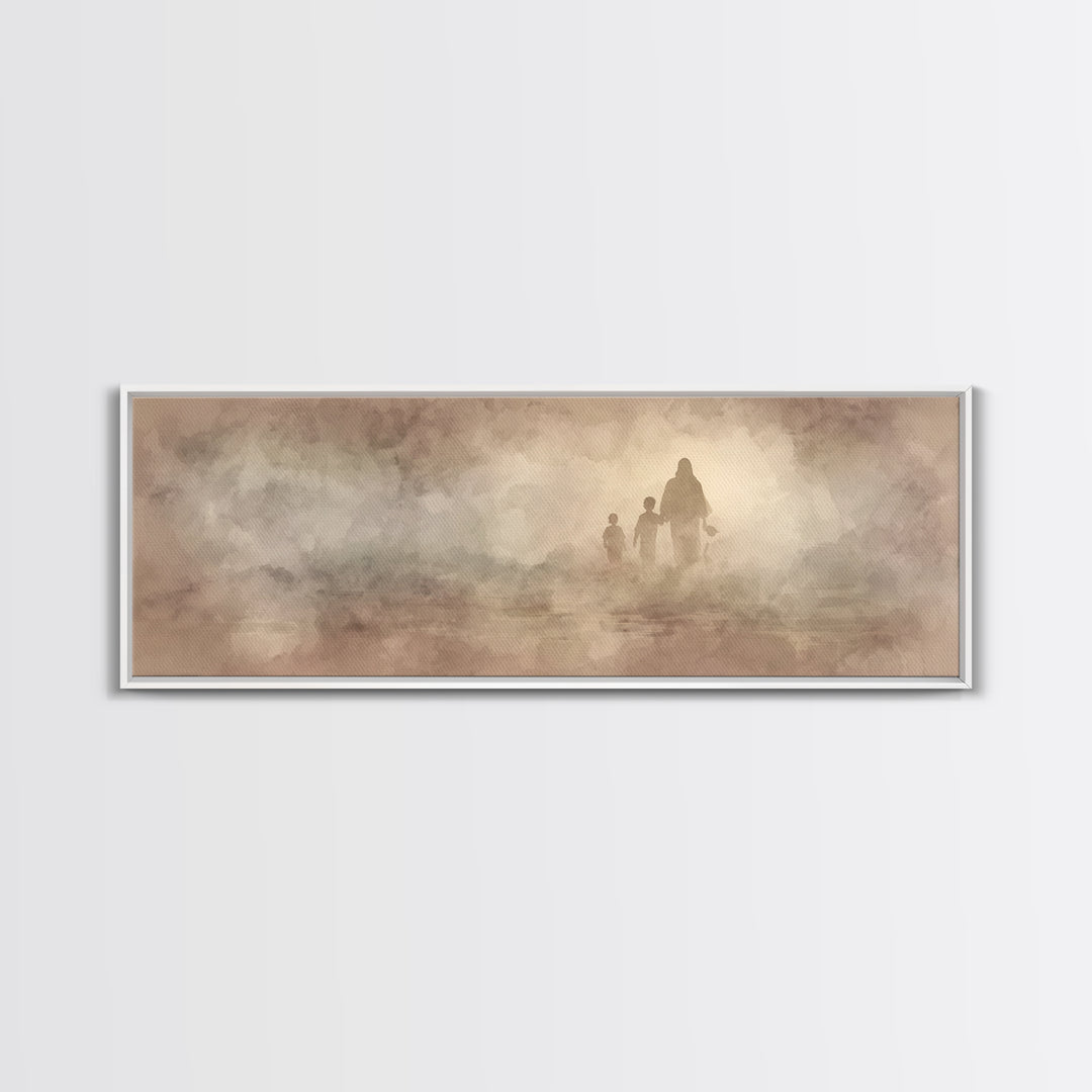 Path Of Light, Framed Canvas Print, Christian Wall Art, Jesus Painting, Panoramic Art, Christian Art Canvas, Christmas Wall Art