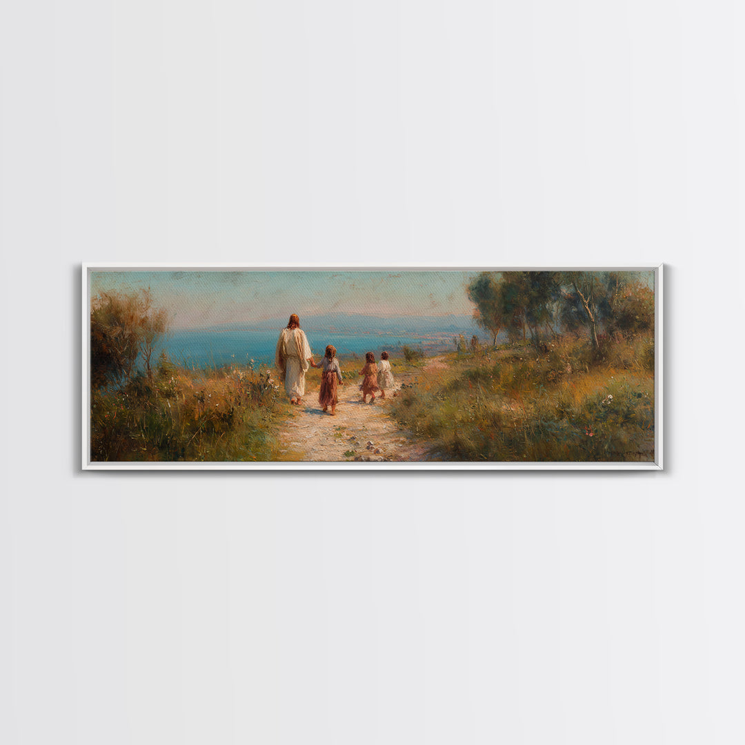 Hillside Grace – Framed Canvas Print – Christian Art Canvas – Panoramic Painting – Christian Wall Art – Jesus Painting – Christian Christma