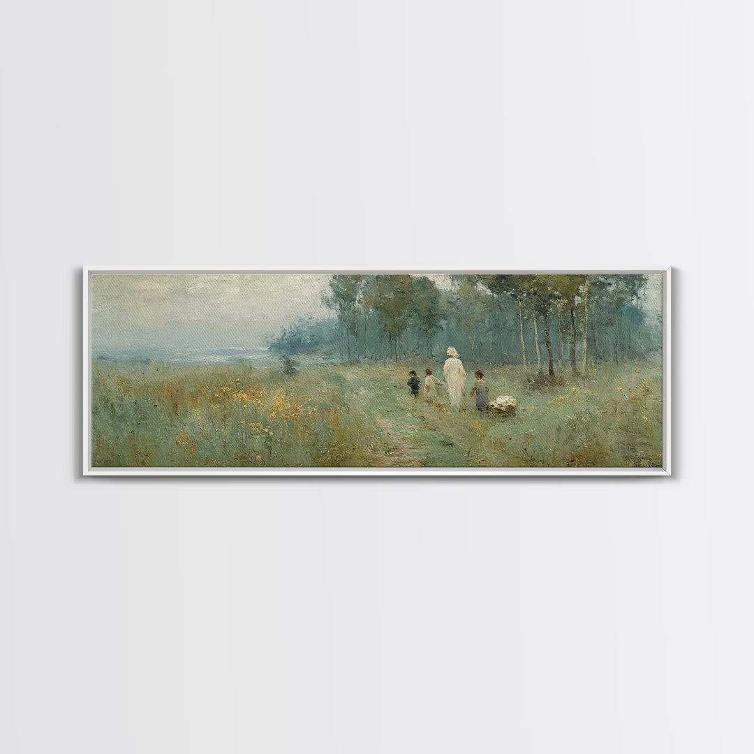 Morning Meadow | Framed Canvas Print | Christian Wall Art | Panoramic Frame | Christian Art Canvas | Jesus Painting | Christmas Art