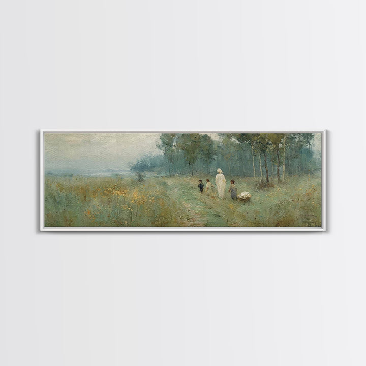 Morning Meadow | Framed Canvas Print | Christian Wall Art | Panoramic Frame | Christian Art Canvas | Jesus Painting | Christmas Art