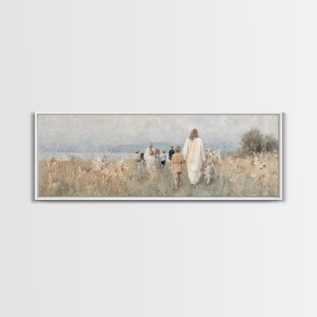 Shepherd’s Dawn – Framed Canvas Print – Christian Wall Art – Panoramic Art – Christian Christmas Art – Jesus Painting – Christian Art Work