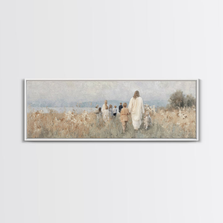 Shepherd’s Dawn – Framed Canvas Print – Christian Wall Art – Panoramic Art – Christian Christmas Art – Jesus Painting – Christian Art Work