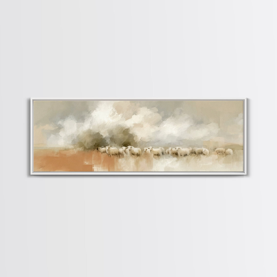 Gentle Shepherd – Framed Canvas Print – Christian Art Canvas – Panoramic Art – Christian Wall Art – Christmas Art – Jesus Painting
